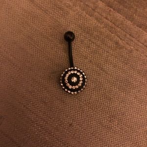 Black with rhinestone detail belly button ring